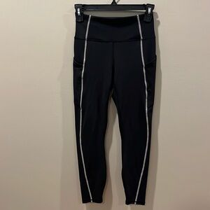 Fabletics Pure Luxe Black Leggings with White Stitching Size XS